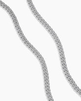 Curb Chain Necklace in Sterling Silver with Diamonds, 8mm